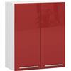 AKORD | Pensile da Cucina a Parete - Oliwia W60 | 2 Ripiani e 2 Anta Armadio da Cucina | Componibile Mobili da Cucine Armadi | Pannello laminato | 60 x 30 x 72 cm | Bianco | Rosso lucido