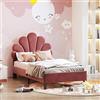 KeepGoon Letto singolo 90 x 200 cm, letto imbottito con testiera a forma di fiore e rete a doghe, stabile telaio per bambini, letto per ragazzi in tessuto di velluto delicato sulla pelle, per ragazze
