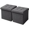 WOLTU Sedia a Cubo Pouf Sgabello Pieghevole Cassapanca Contenitore Poggiapiedi in MDF Oxford Lino Grigio Scuro 2 Pz