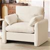 Ckaff Extra-Grand Poltrona Salotto, 93.5cm Divano Singolo Poltrone Camera da Letto con Braccioli Rimovibili e Cuscino, Poltrona Imbottita Relax per Salotto Soggiorno Camera da Letto, Beige