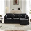 Soweiz Design moderno, divano in ciniglia, divano a tre posti, divano ad angolo a forma di L, con poggiapiedi, adatto per appartamenti, 216 x 161 x 81 cm (grigio)