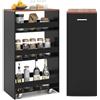 COSTWAY Carrello Portaoggetti a 4 Ripiani, Carrello da Cucina con Maniglia Laterale e Ruote, Carrellino Scorrevole Salvaspazio Slim e Sottile (30 cm,Marrone+nero)