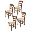t m c s Tommychairs - Set 4 sedie modello Cuore per cucina bar e sala da pranzo, robusta struttura in Legno di faggio color noce chiaro e seduta rivestita in pelle artificiale color avorio
