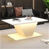 Merax, Tavolino da salotto con illuminazione LED - Tavolino da soggiorno bianco con superficie ad alta lucentezza, design a V, 100 x 50 x 46 cm, ideale come tavolino per divano, tavolino da tè
