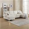 Soweiz Divano moderno a forma di U, 4 posti - divano da salotto - con poggiapiedi, divano modulare, confortevole e durevole (ciniglia, beige)