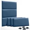 DHOME Set di 6 Pannelli Imbottiti in Pelle Sintetica Autoadesivi per Parete Acustici Fonoassorbenti Protezione dagli Impatti Testiere Decorazione Casa Camera da Letto (Blu, 60x40, x6)