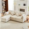 KecDuey Divano a Tre Posti, Design Moderno in Ciniglia, Forma L Con Poggiapiedi, Adatto per Appartamenti (Beige)
