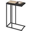 WOLTU Tavolino a Forma di C, Tavolino Compatto con Struttura in Metallo e Piano in Legno Ingegnerizzato, per Divano/Letto/Soggiorno/Camera da Letto, L45xP25xH63,5cm, Nero