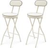 Charocean Set di 2 sgabelli da bar pieghevoli con schienale, altezza 65 cm, seggiolone, pieghevole, per bar e bancone, portata 125 kg (bianco 65 cm)