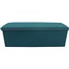 Rebecca Mobili Puff portagiochi, pouf portaoggetti turchese, foderato cotone, apribile, salvaspazio - Misure 37 x 110 x 38 cm (HxLxP) - Art. RE6174