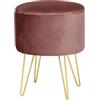 AKORD Lili Pouf Poggiapiedi Contenitore per Piccoli Oggetti Moderno Velour Imbottito Accattivante Colore Gambe in Metallo per il Soggiorno Camera da Letto | Rosa