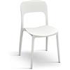 PAZZO DESIGN Sedia Luana, Set Da 4 Sedie, Bianco, Polipropilene, Cucina, Sala Da Pranzo, Giardino, Impilabili - id_1952