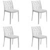 GLOUPIE Set 4 Sedie Matrix In Polipropilene Bianco, Dim. 55x47x82 Cm,Peso 4 Kg,Per Interno Ed Esterno,Made In Italy,Impilabili