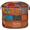 Sophia-Art Sophia Art Pouf Decorativo Indiano Ricamato Patchwork Pouf Indiano Confortevole Pavimento in Cotone Cuscino Pouf ottomano, Disegni Indiani Pouf Patchwork Etnico (Alteration, 14x22)