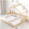 Moimhear Letto a forma di casetta sull'albero, espansibile, letto per bambini, letto a castello, letto singolo e matrimoniale, in legno massiccio naturale (200x90cm)