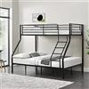 [neu.haus] Letto a Castello a 3 Posti con Barriera Sponda Anticaduta e Scaletta Letto per Cameretta 200 x 140/90 cm in Metallo - Nero