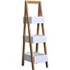 Rebecca Mobili Scaffale Bagno Salvaspazio, Mobiletto Bagno Piccolo, 3 Ripiani, Mdf Bamboo, Bianco Marrone, Organizzazione Trucchi Spezie - Misure HxLxP: 81 x 21 x 30 cm - Art. RE6712