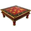 GURU SHOP Tavolino dipinto, Minitico, Panca di fiori - Maritim Rosso/nero, 16x38x38 cm, Tavoli da caffè e tavoli da pavimento