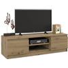 CDF Mobile porta TV 120 cm moderno con ripiano aperto passacavi e due vani laterali senza maniglie struttura 16 mm mobile basso per soggiorno salotto - Rovere Artisan