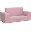 vidaXL Divano Letto per Bambini a 2 Posti Rosa in Morbido Peluche