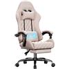 SOLAVERO Sedia Gaming Massaggiante in Tessuto Suédine, Poltrona Gaming Ergonomico con Supporto Lombare, Sedia Gamer con Poggiapiedi Telescopico, Portata 150kg, Rosa