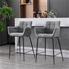 DAYALANE Set di 2 Sgabelli da Bar in Tessuto Sgabelli Cucina con Braccioli Sedie Alte Moderne con Gambe in Metallo per Bancone/Cucina/Sala da Pranzo, Grigio