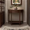 SEIFE Tavolo consolle a mezzaluna,tavolo consolle in legno massello,tavolo consolle con cassetti portaoggetti,tavolo da divano semicircolare,decorazione per ingresso e corridoio,tavolo consolle stretto(Dark