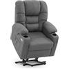 MCombo M poltrona elettrica con 3 motori, schienale e poggiapiedi regolabili, funzione di relax e reclinazione fino a 170°, Testa regolabile 7550 (Grigio)