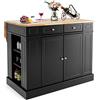 COSTWAY Credenza da Cucina in Legno, Isola da Cucina con Contenitore, con Ripiani Regolabili a 3 Livelli, 120 x 61 x 92 cm, Carico 200 kg (Nero)