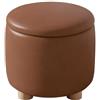 MUMUXIAO Pouf rotondo con contenitore, poggiapiedi in finta pelle, grande spazio di archiviazione, imbottito, sgabello per soggiorno, camera da letto, ingresso (marrone)