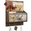 BlyeMichdi Portachiavi da Parete con Mensola, Porta Chiavi da Muro per Casa, Appendi Chiavi a Muro con 2 Portaposta & 3 Ganci, Doppi per Ingresso, Corridoio, Soggiorno, Design Casa