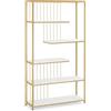 Barberpub libreria bianco, scaffale in piedi con 5 livelli, scaffale per ufficio con struttura in metallo, scaffale per ufficio, soggiorno, camera da letto, salone per unghie, oro, 30x100x180cm, 5177