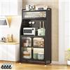 YOIZO Scaffale Cucina Scaffale da Cucina Nero 36x76x162cm, con Porte e Ripiani, Scaffali da Panettiere in Metallo Salvaspazio a 5 Livelli, 4 Piedini Regolabili e Ruote Girevoli (Nero, 76cm)