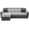 Domo Mea Divano Angolare Tony Grigio 3 Posti con Penisola Contenitore, Tessuto Grigio e Antracite, 226x175x77 cm, Trasformabile in Letto, Poggiatesta Reclinabili