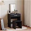 Vida Designs Tavolo da Toeletta Isla con 1 Cassetto, Specchio e Sgabello, Set per Camera da Letto, Trucco, Cosmetici, Scrivania e Credenza, Colore: Nero, 130 x 63.5 x 39 cm