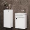 Planetmöbel Set di mobili da bagno lavabo con mobiletto 40 x 60 x 29 cm con armadio midi 32 x 75 x 23 cm per bagno e WC ospiti, bianco