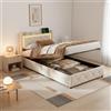 Wnvivi Letto contenitore singolo 90x200cm con LED, letto per bambini,letto contenitore idraulico con Testiera e vano portaoggetti,rete a doghe,Struttura Letto Singolo tessuto di velluto Beige senza materasso