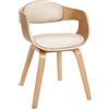 CLP - Sedia "Kingston" per ospiti, con schienale avvolgente e imbottitura, facile da pulire, con rivestimento in similpelle e struttura in legno, colore: legno naturale e crema