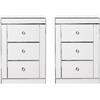 Sossiyule Set di 2 comodini a specchio in vetro, mobile portaoggetti con 3 cassetti per camera da letto, soggiorno, ufficio, 40 x 40 x 60 cm