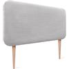 DHOME Testiera Imbottita Liscia Arrotondata in Lino Naturale con Gambe per Parete Acustica Testate Letto Fonoassorbenti Camera da Letto (Grigio Chiaro, 80cm)