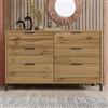 Merax - Credenza, cassettiera per camera da letto con 6 cassetti, armadio portaoggetti per soggiorno, corridoi, armadio da cucina vintage, rovere scuro, 40 x 120 x 76 cm