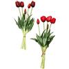EDG Enzo de Gasperi Tulipano gommoso Fiore Artificiale per Decorazione da Esterno, Bouquet 5 Tulipani Finti Rossi 2 Varianti Rosso