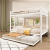 NovaFurnish Letto a castello 140 x 200/90 x 190 cm, con telaio in ferro, letto per bambini, dotato di letto estraibile, ringhiere alte, senza materasso (bianco)