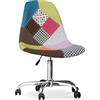 Iconik Interior Patchwork Style - Sedia da ufficio, con ruote, tappezzata in Patchwork, Simona, multicolore