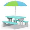 Spielwerk® Set Tavolo e 2 Panche per Bambini con Ombrellone da Giardino