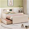 MURUL Lettino imbottito per bambini, 90 x 200 cm, con luce notturna e porta di ricarica USB, con scomparti, pannelli laterali rialzati per la sicurezza, semplice letto singolo, per ragazzi e ragazze