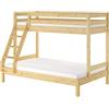 Erst-Holz Sei varianti letto a castello 3 posti 120x200 e 80x200 x adulti in pino massiccio V-60.18-08-12Doghe in assi di legno rigide e materasso