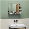 HOMCOM Specchiera Bagno con 4 Ripiani in Legno, Specchio da Bagno a Parete Moderno con Mensole, 45x15x58.5cm, Nero