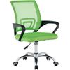 Lemroe Sedia da scrivania ergonomica con braccioli, regolabile, in rete, sedia da ufficio con supporto lombare, girevole, con ruote flessibili (verde)