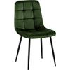 CLP Sedia da pranzo imbottita Antibes, sedia da cucina in velluto con schienale e struttura in metallo nero, portata 150 kg Colore:verde
